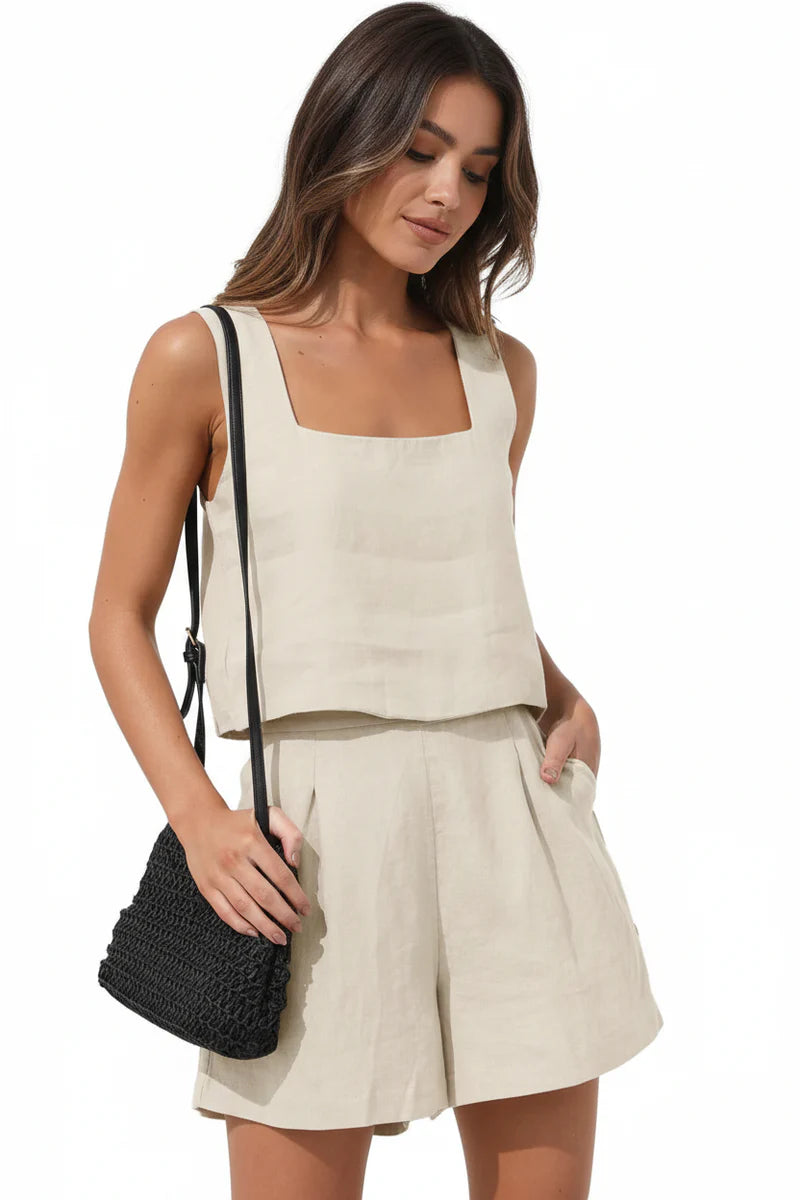 Susan | Women’s Sleeveless Square Neck Two Piece Set