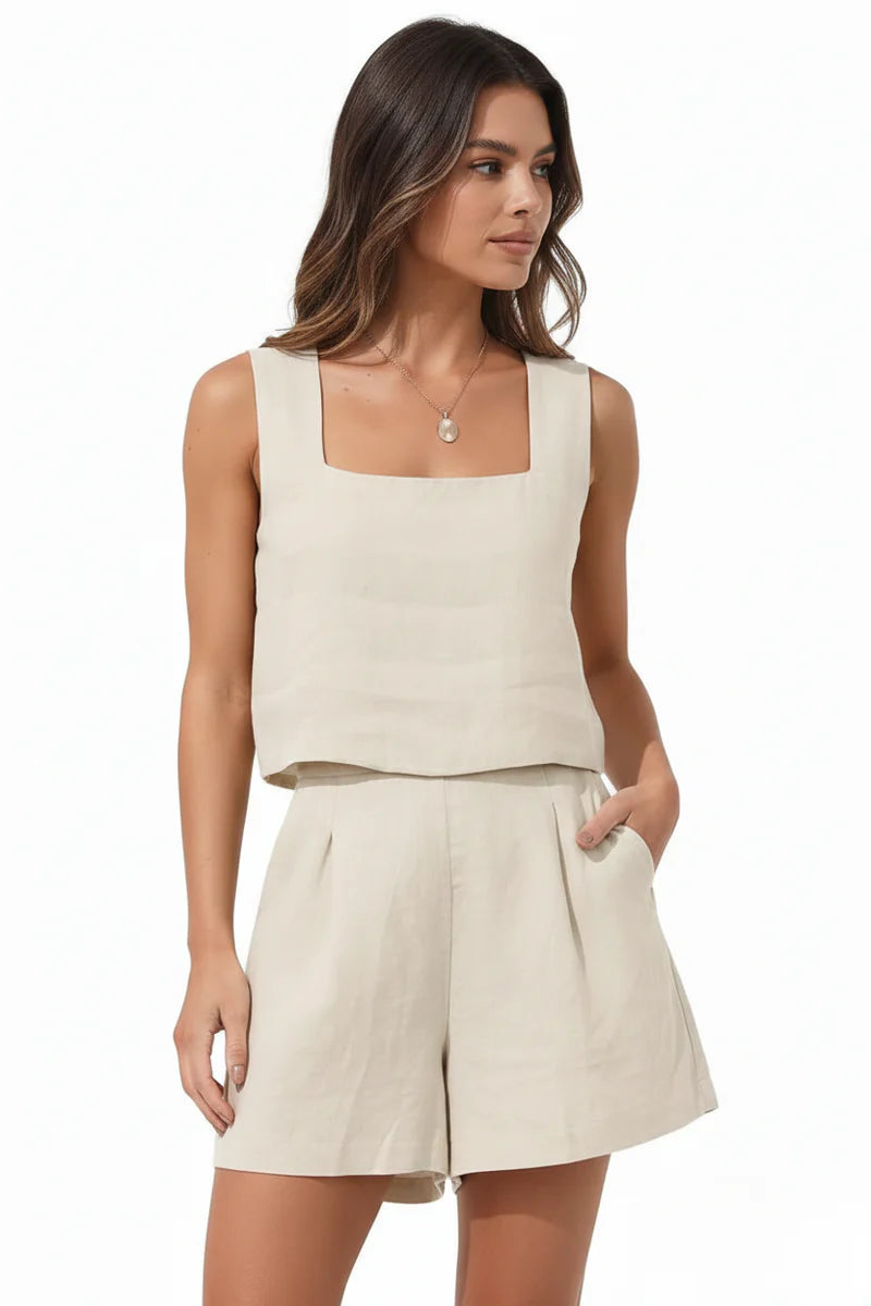 Susan | Women’s Sleeveless Square Neck Two Piece Set