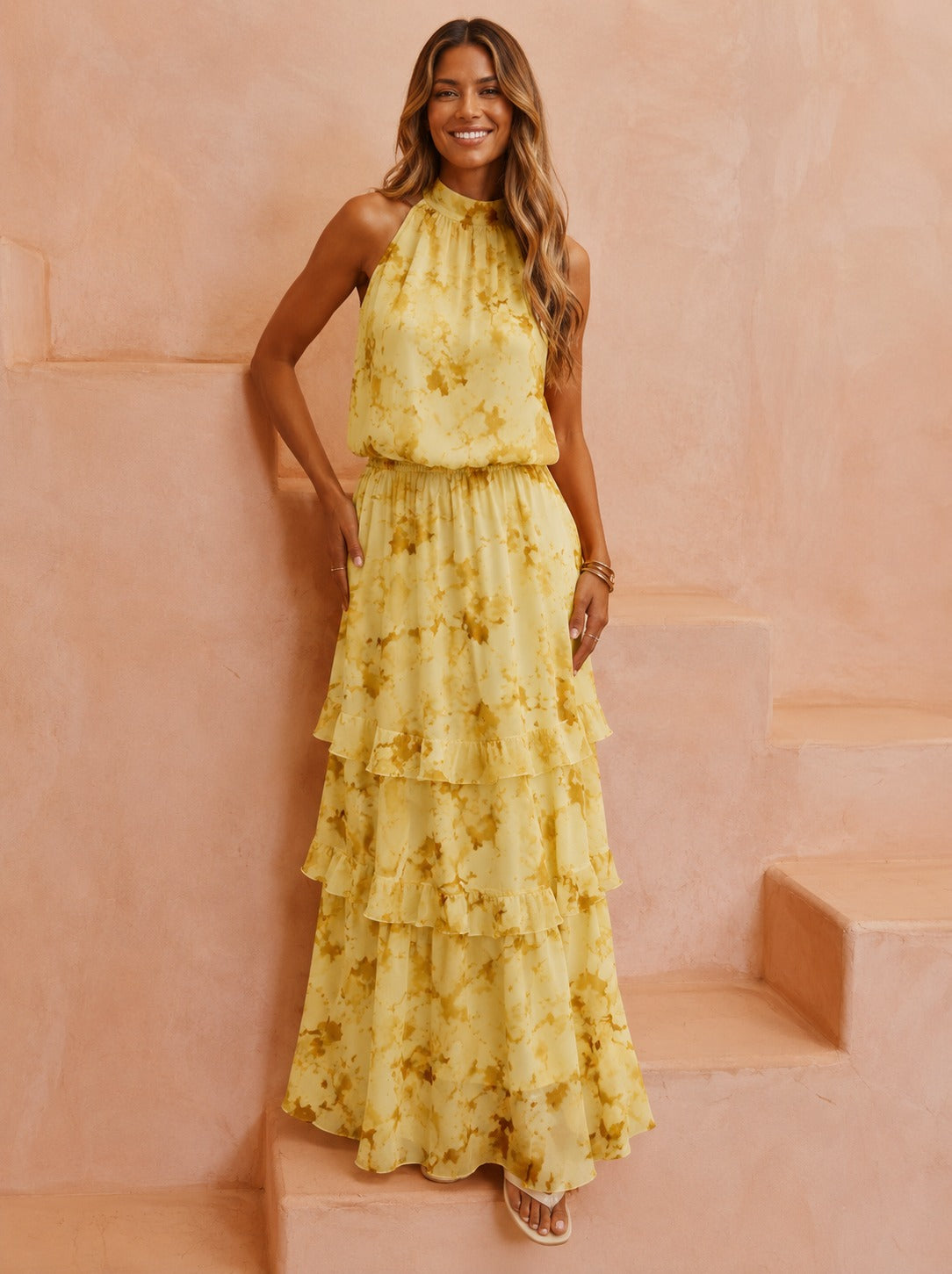 Susannah | Women’s Halter Neck Sleeveless Flowy Maxi Dress