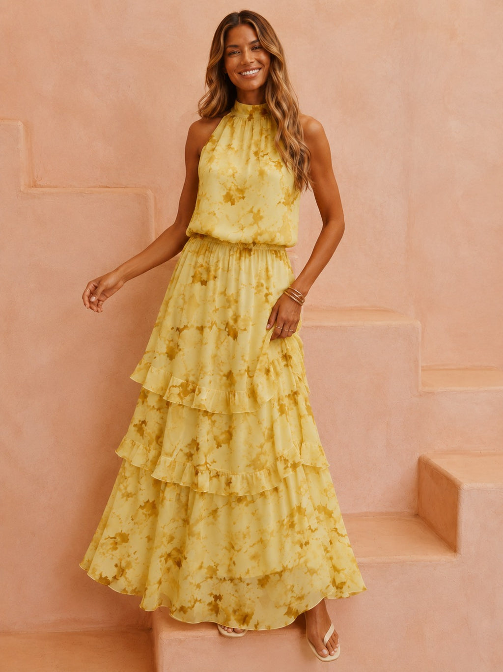 Susannah | Women’s Halter Neck Sleeveless Flowy Maxi Dress