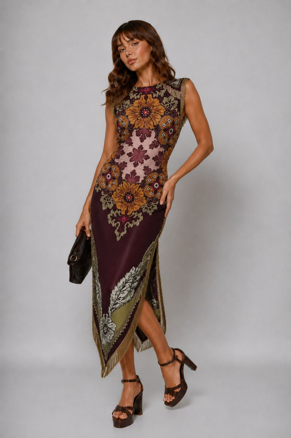 Tamara | Women’s Round Neck Sleeveless Floral Print Midi Dress