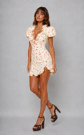 Tamsin | Women’s Puff Sleeve Floral V Neck Mini Dress