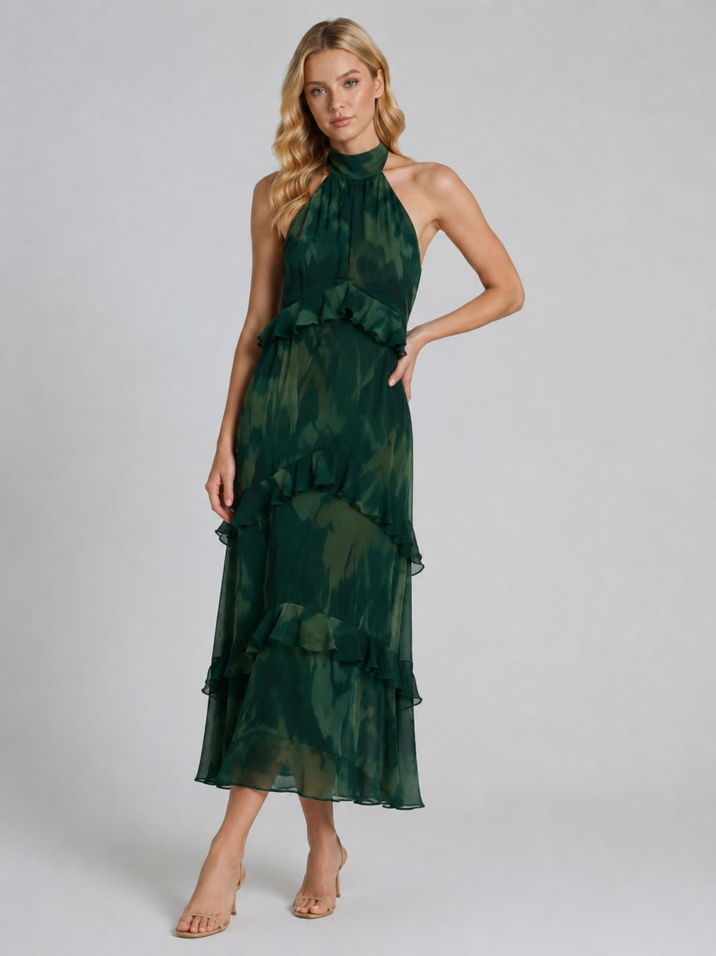 Tanya | Women’s Sleeveless Tiered Flowy Midi Dress