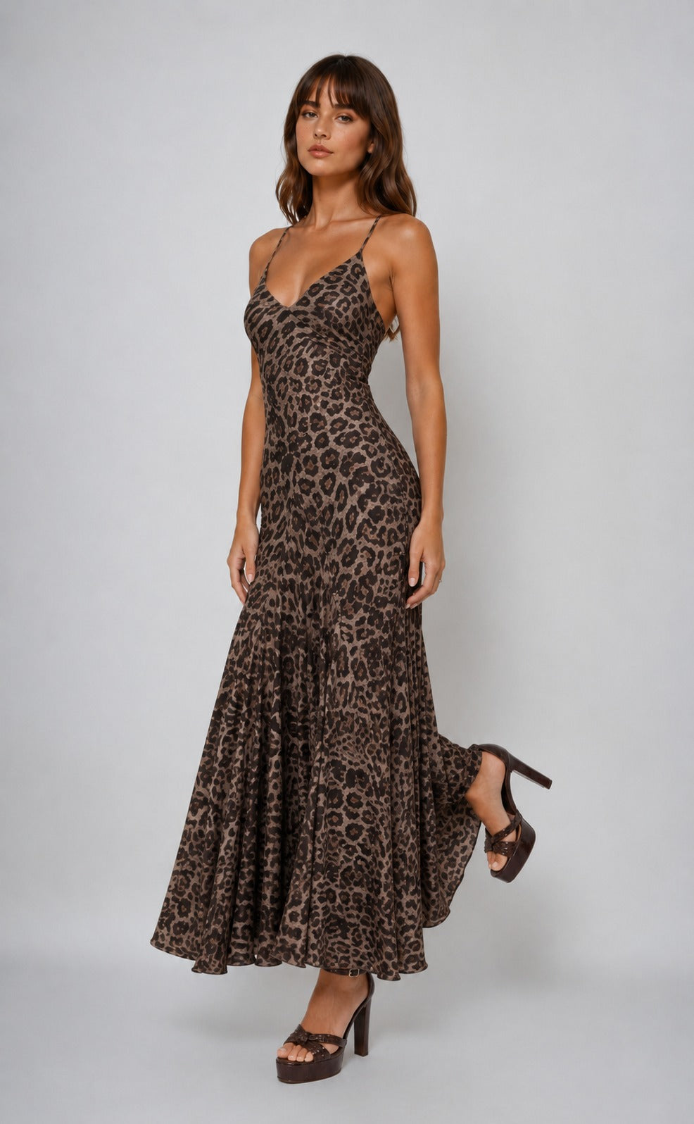 Tessa | Women’s V Neck Printed Sleeveless Flowy Maxi Dress