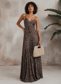 Tessa | Women’s V Neck Printed Sleeveless Flowy Maxi Dress