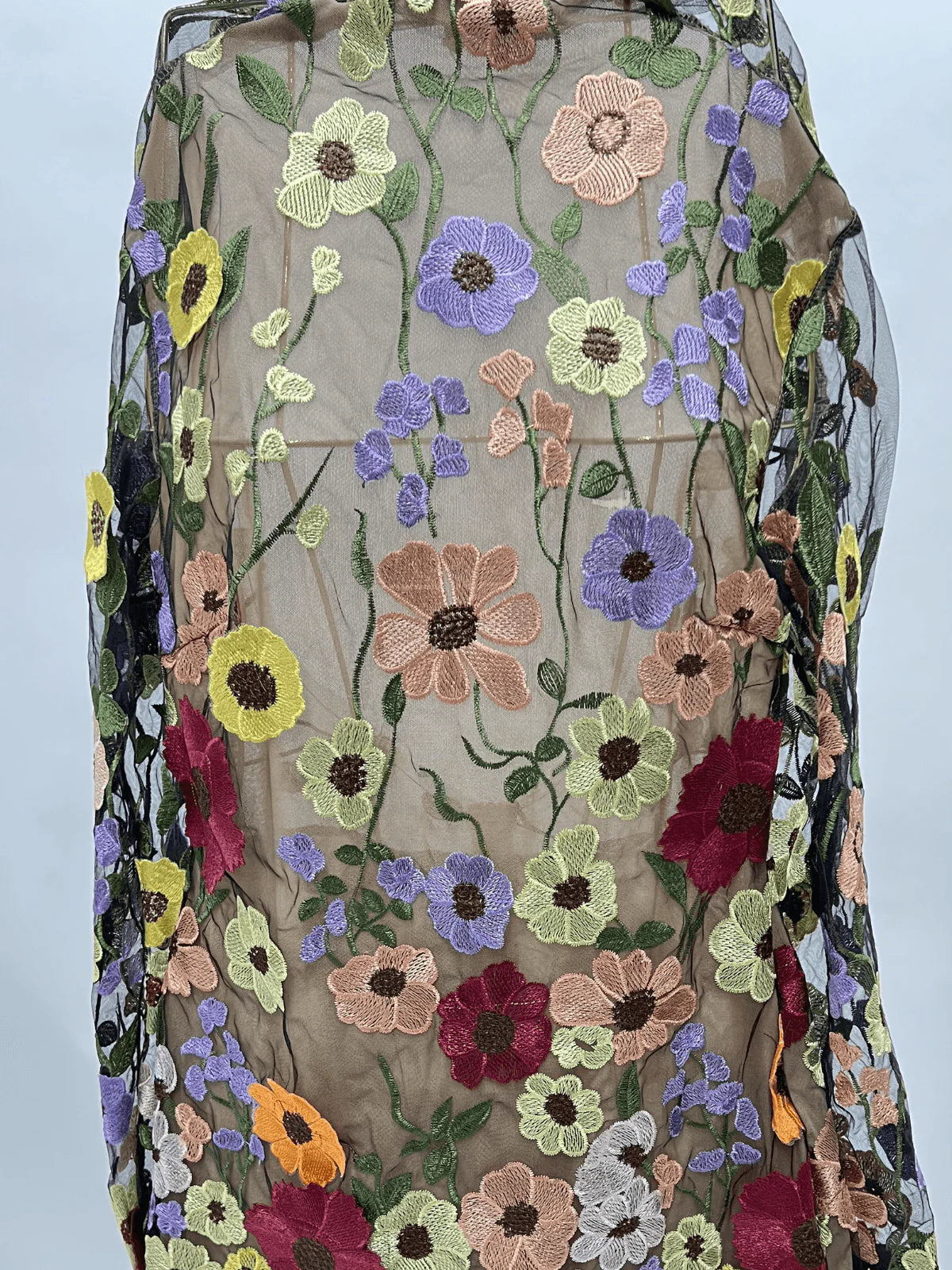 Theodora | Women’s Long Sleeve Open Back Floral Applique Mini Dress