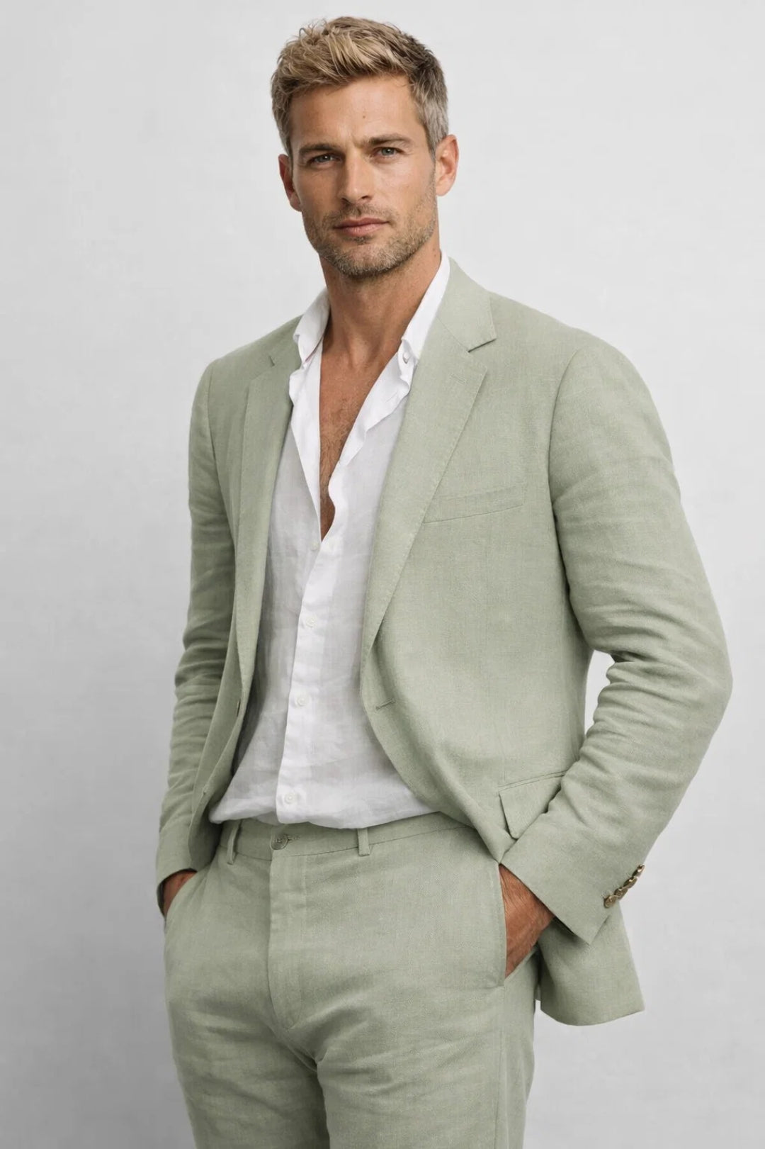 Theodore | Men's Straight Leg  Notched Lapel Pockets Two Piece Set