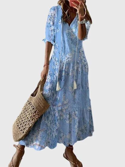 Tilly | Women’s Short Sleeve Printed Maxi Dress
