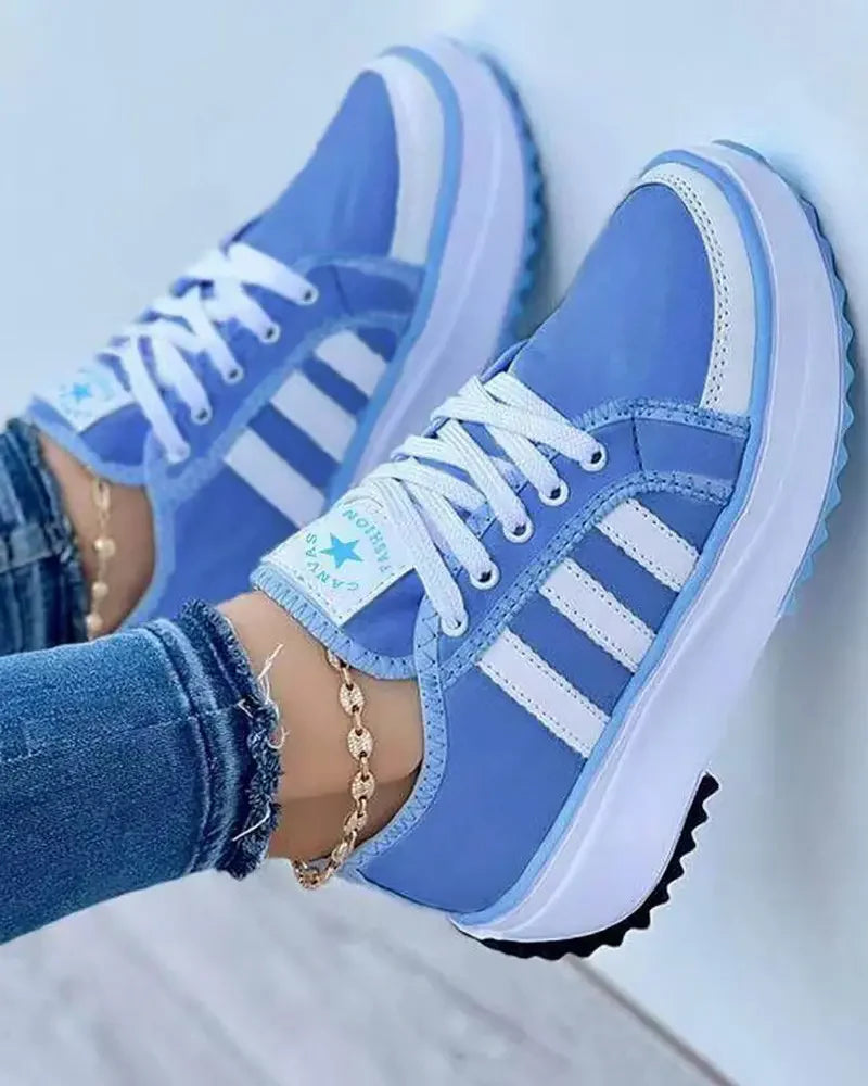 Trinity | Women’s Round Toe Low Top Lace Up Striped Shoes