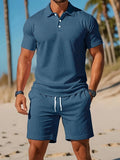 Vaughan | Men’s Short Sleeve Drawstring Button Front Two Piece Set