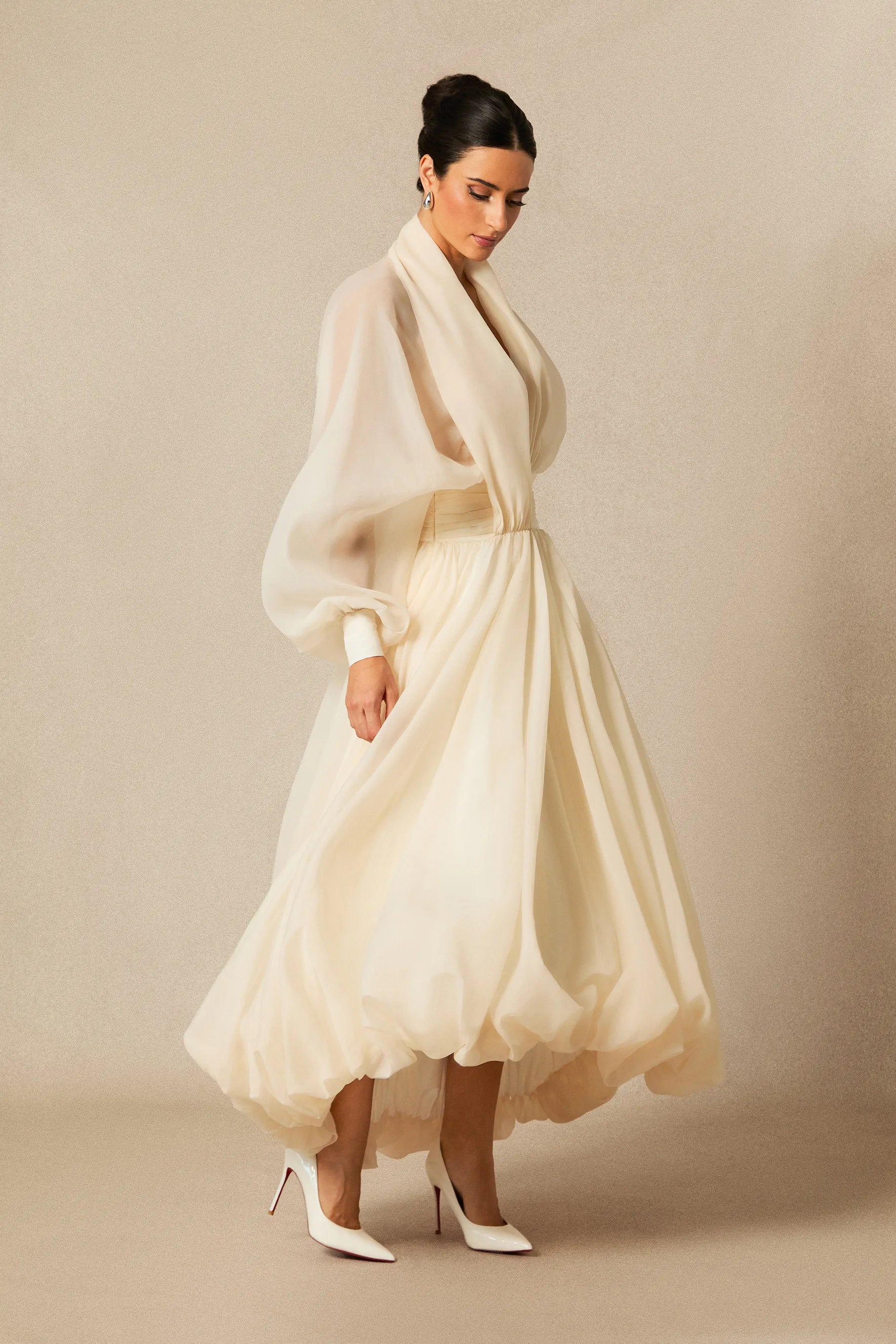 Veronica | Women’s Flowy Long Sleeve V Neck Wedding Guest Dress