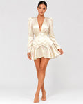 Violet | Women’s Long Sleeve V Neck Flowy Mini Dress
