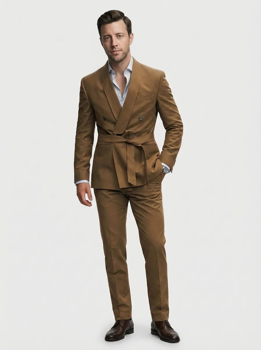 William | Men’s Double Breasted Belted Wedding Guest Suit