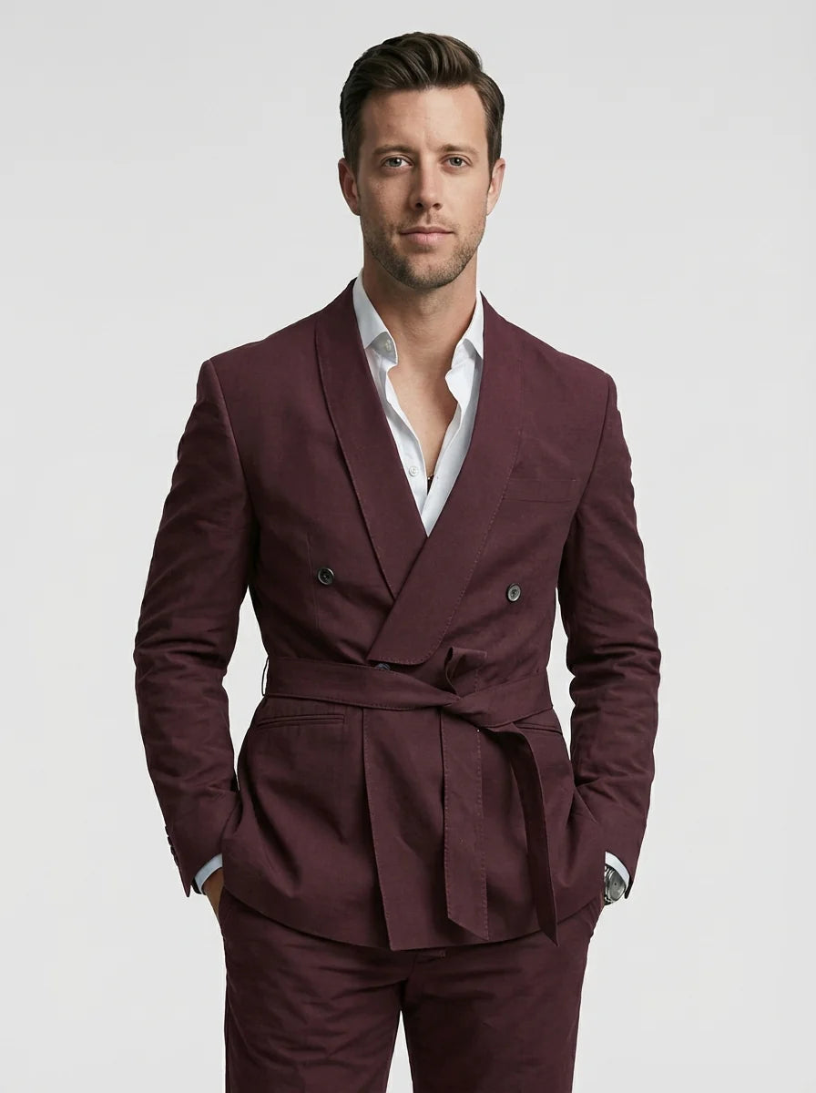 William | Men’s Double Breasted Belted Wedding Guest Suit