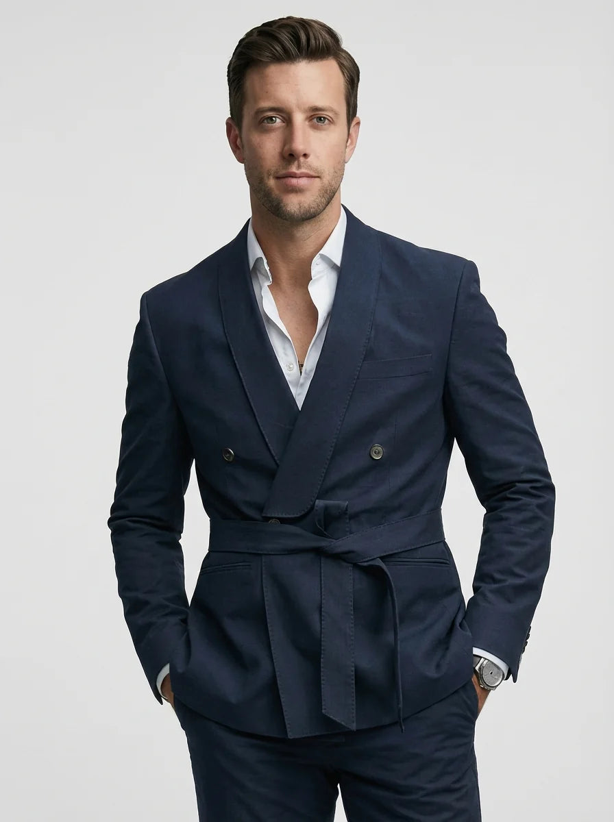 William | Men’s Double Breasted Belted Wedding Guest Suit