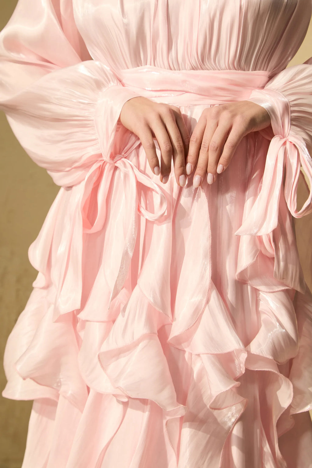 Winifred | Women’s Mock Neck Long Sleeve Ruffled Flowy Maxi Dress