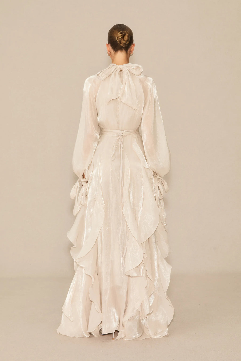 Winifred | Women’s Mock Neck Long Sleeve Ruffled Flowy Maxi Dress