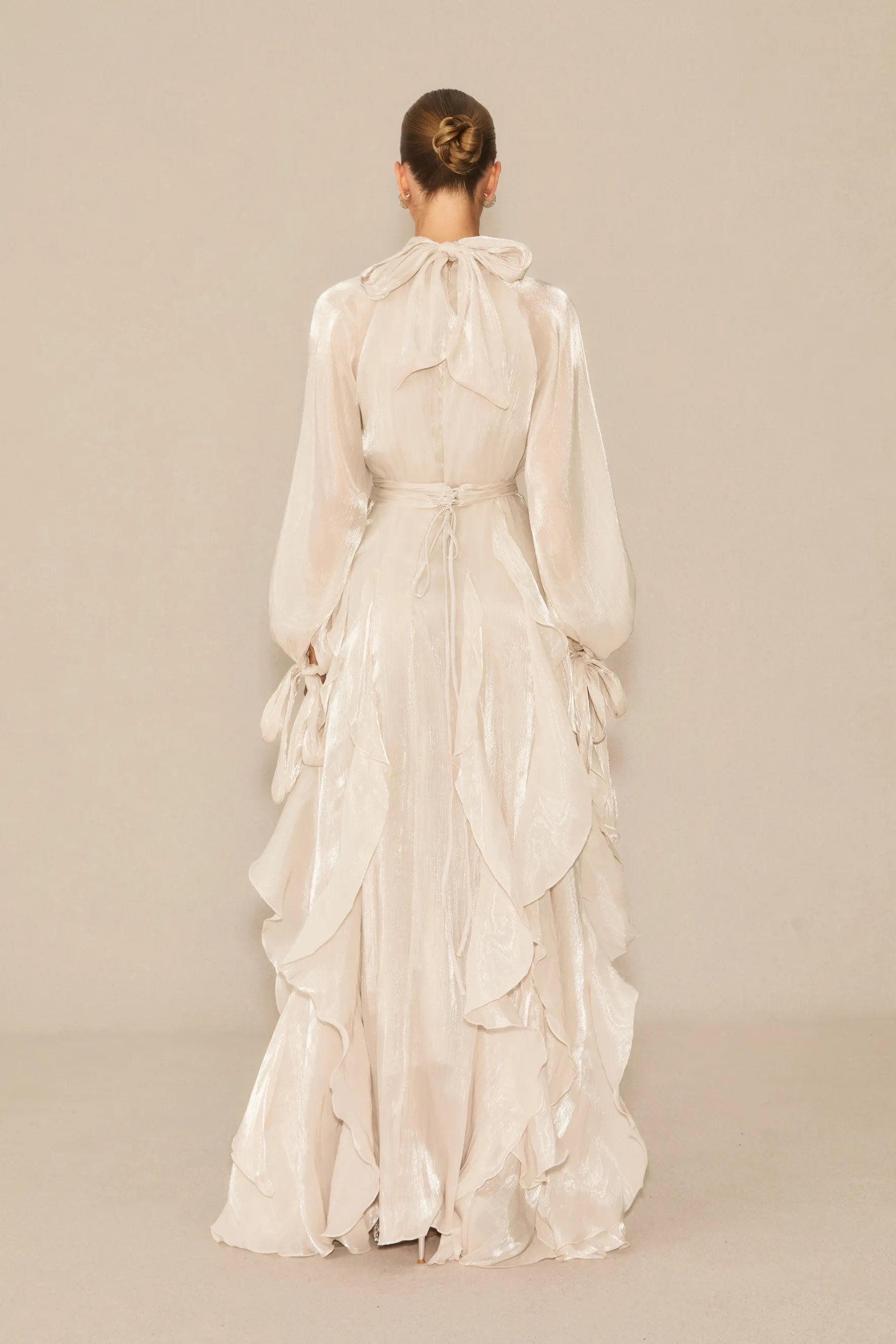 Winifred | Women’s Mock Neck Long Sleeve Ruffled Flowy Maxi Dress