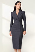 Yvette | Women's Notched Lapel Long Sleeve Wedding Guest Dress