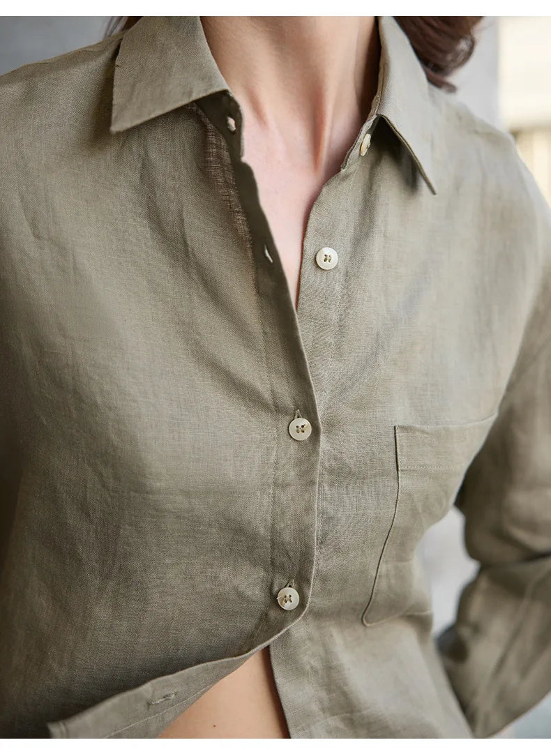 Zelda | Women's Button Front Cropped Long Sleeve Shirt