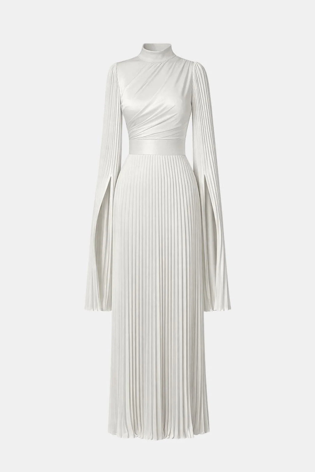 Zuzan | Women’s Draped Long Sleeve High Neck Pleated Maxi Dress