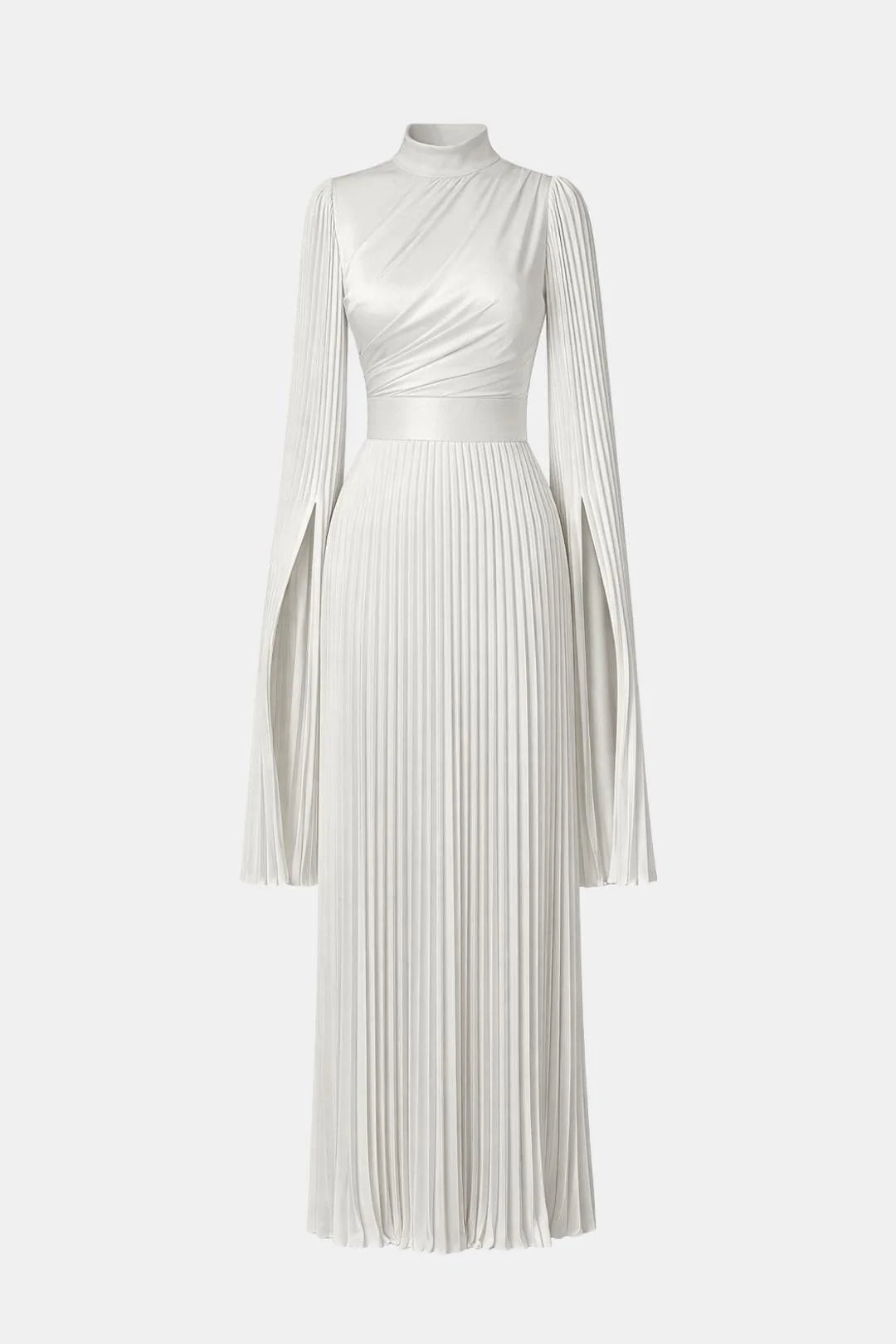 Zuzan | Women’s Draped Long Sleeve High Neck Pleated Maxi Dress