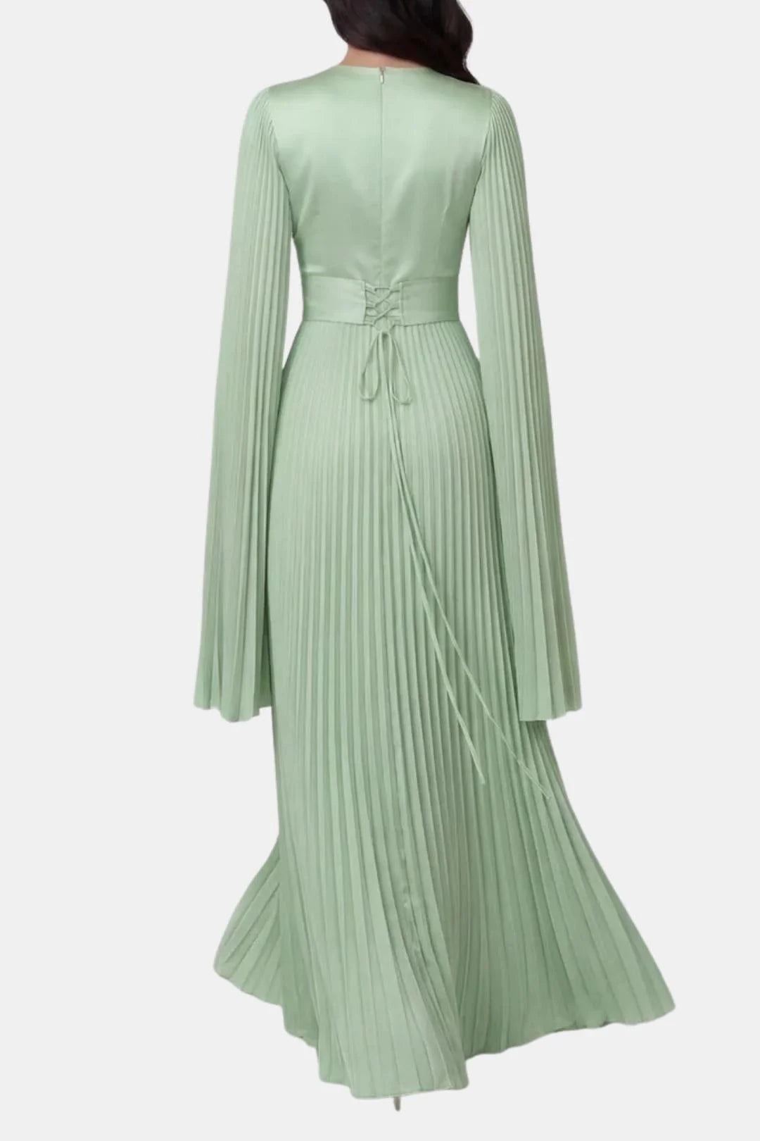Zuzan | Women’s Draped Long Sleeve High Neck Pleated Maxi Dress
