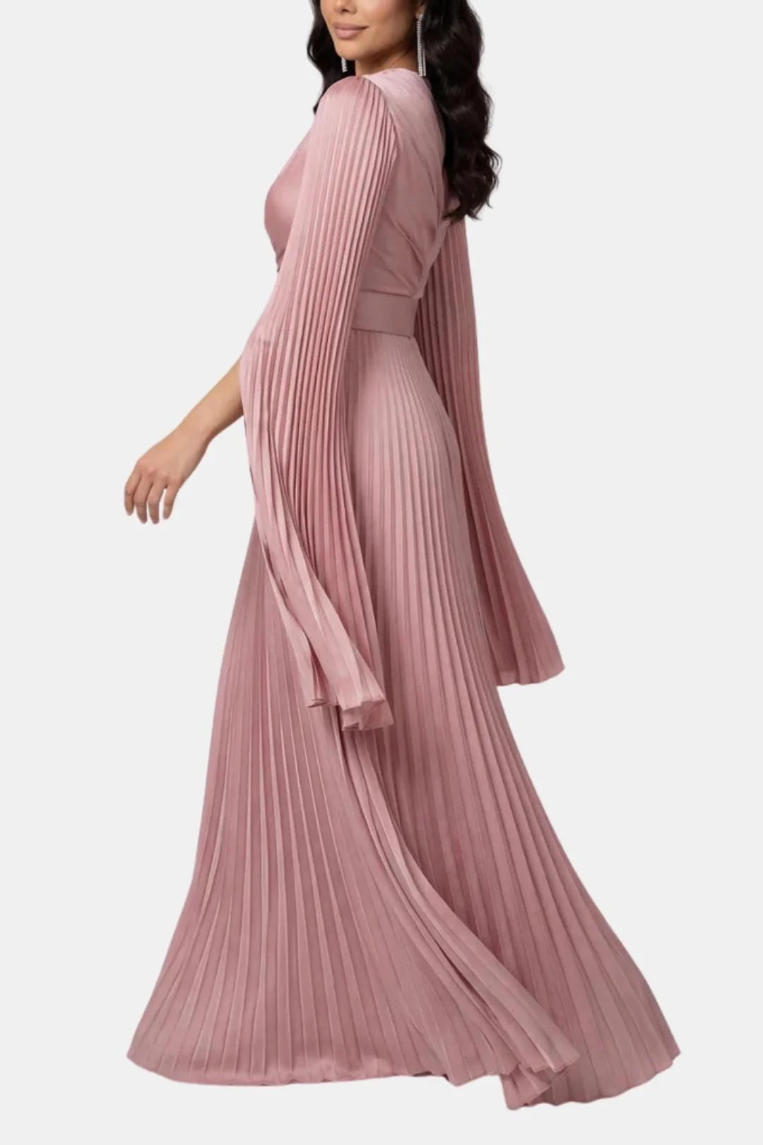 Zuzan | Women’s Draped Long Sleeve High Neck Pleated Maxi Dress