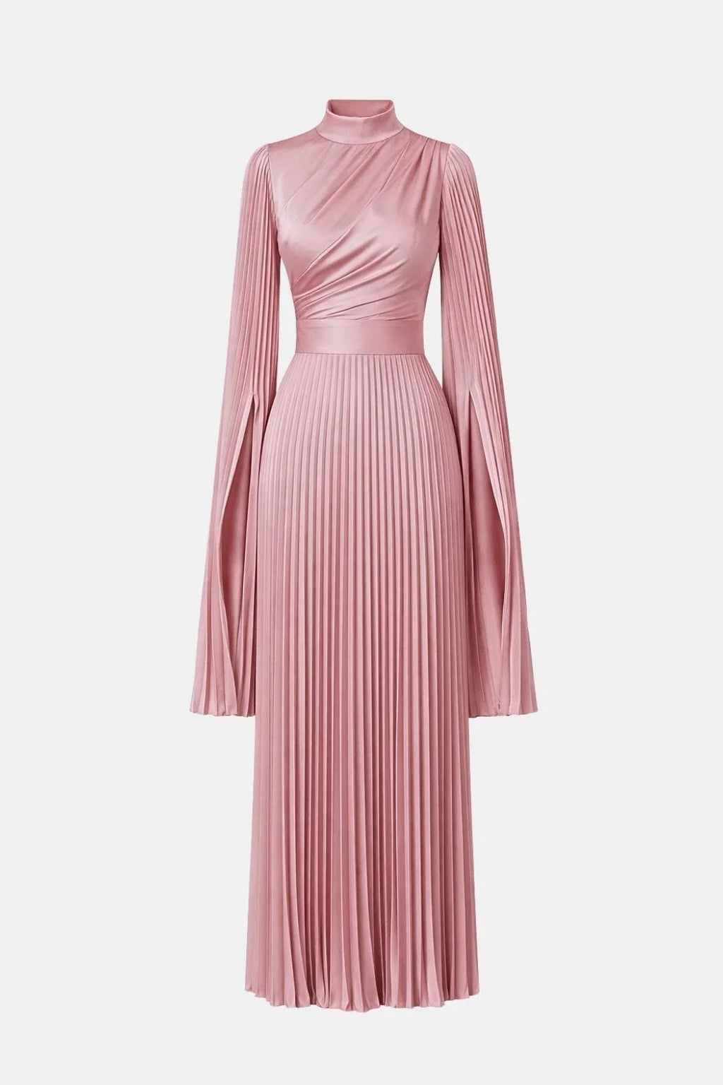 Zuzan | Women’s Draped Long Sleeve High Neck Pleated Maxi Dress