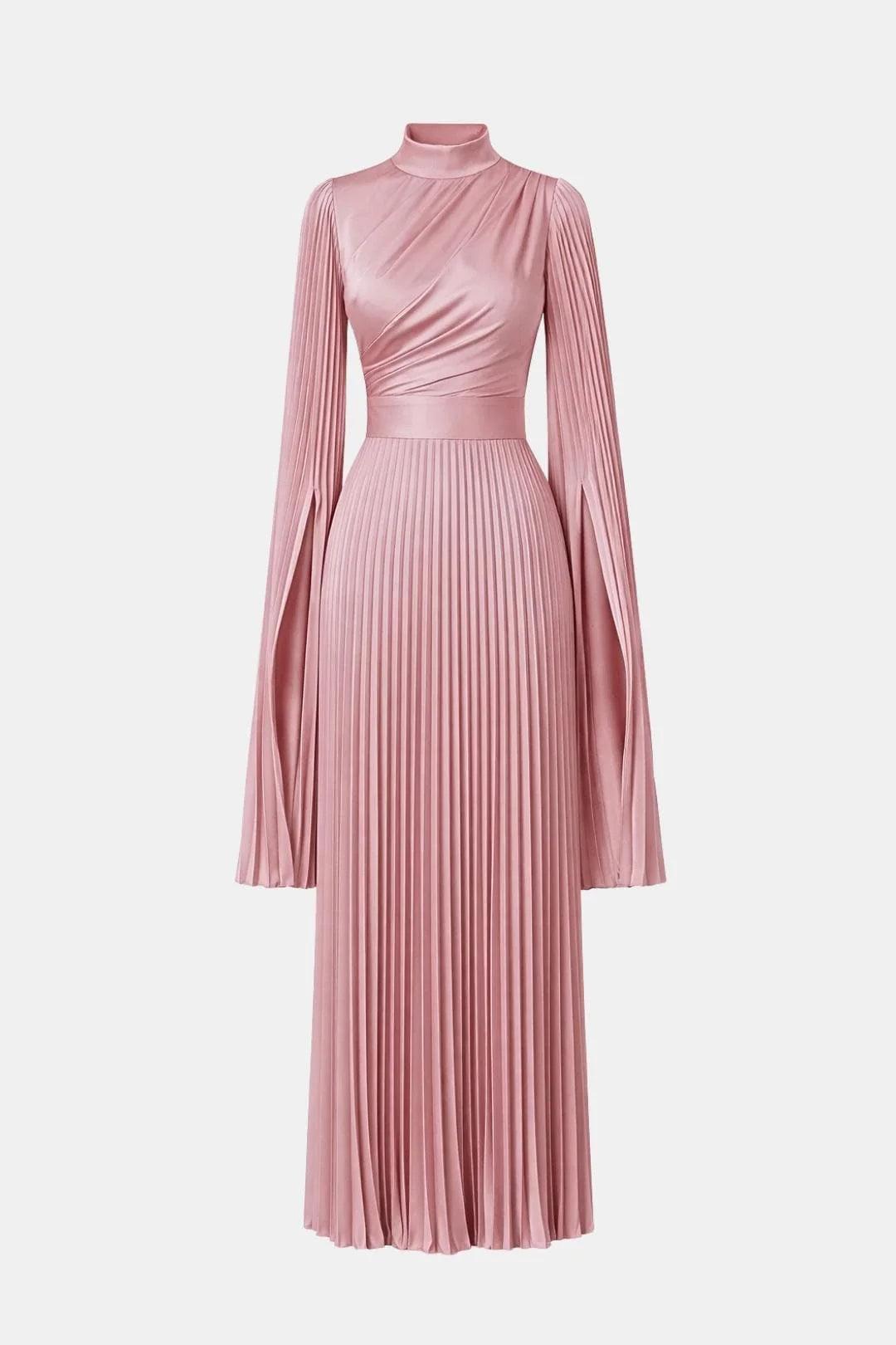 Zuzan | Women’s Draped Long Sleeve High Neck Pleated Maxi Dress