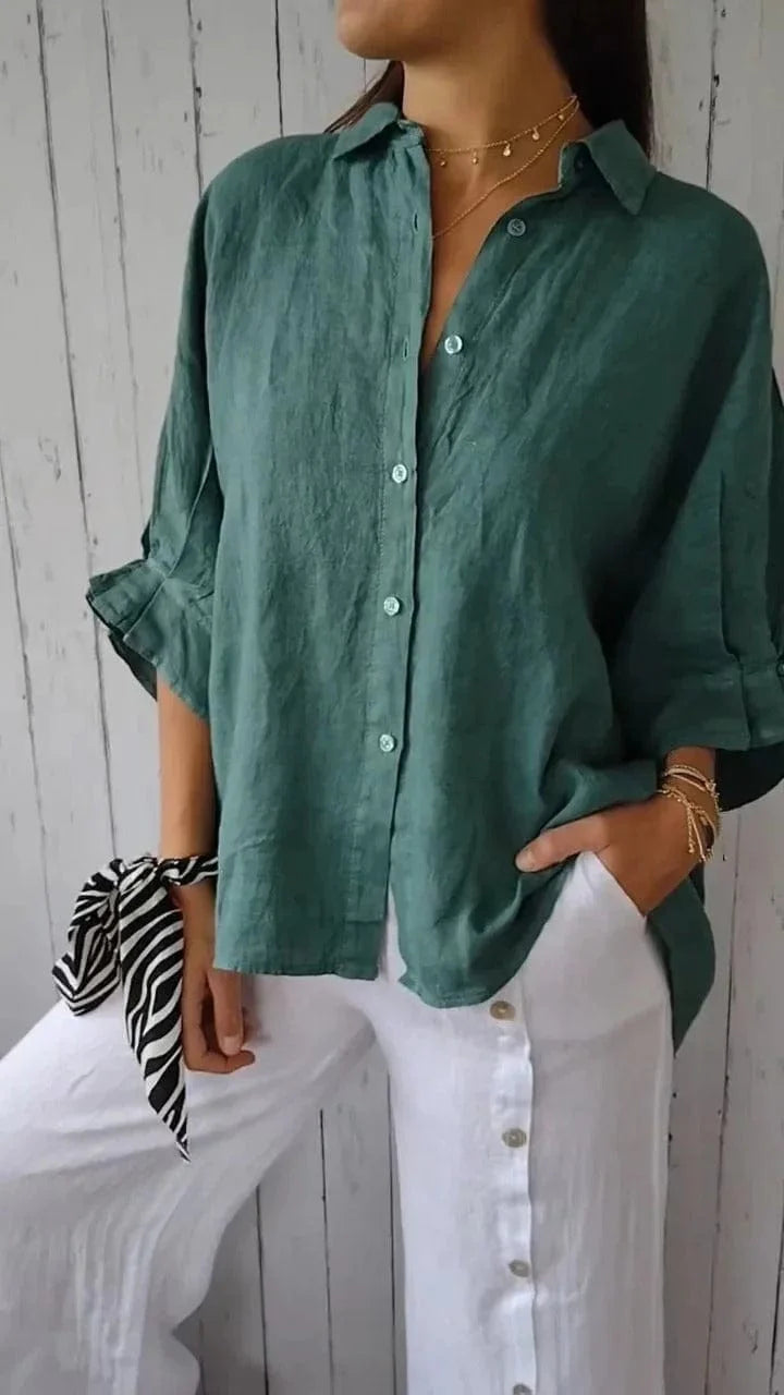 Zuzanna | Women’s Long Sleeve Pointed Collar Button Front Shirt